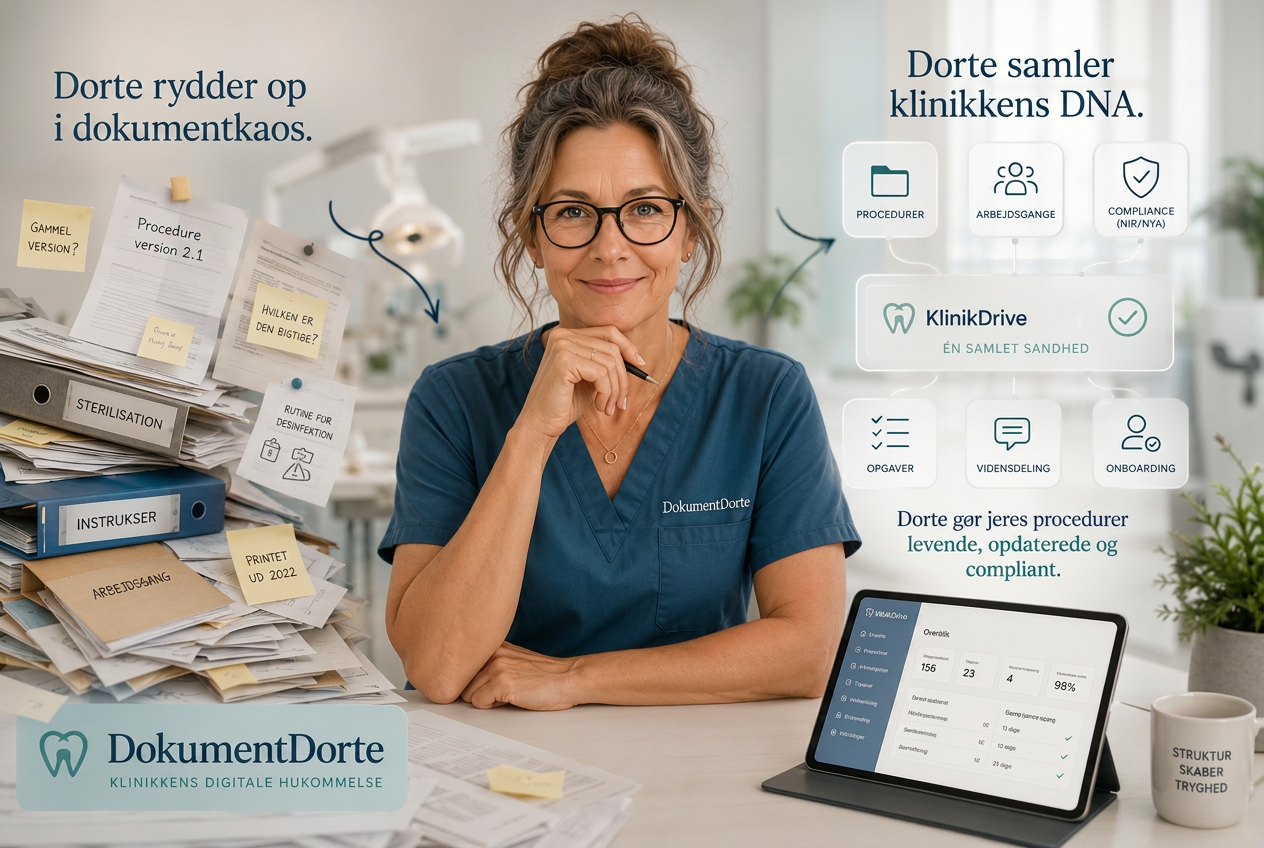 Illustration av Dokument Dorte som strukturerar klinikens dokument